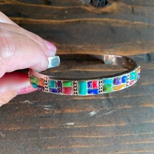 Beautiful Silver & Opaque Stone Bracelet